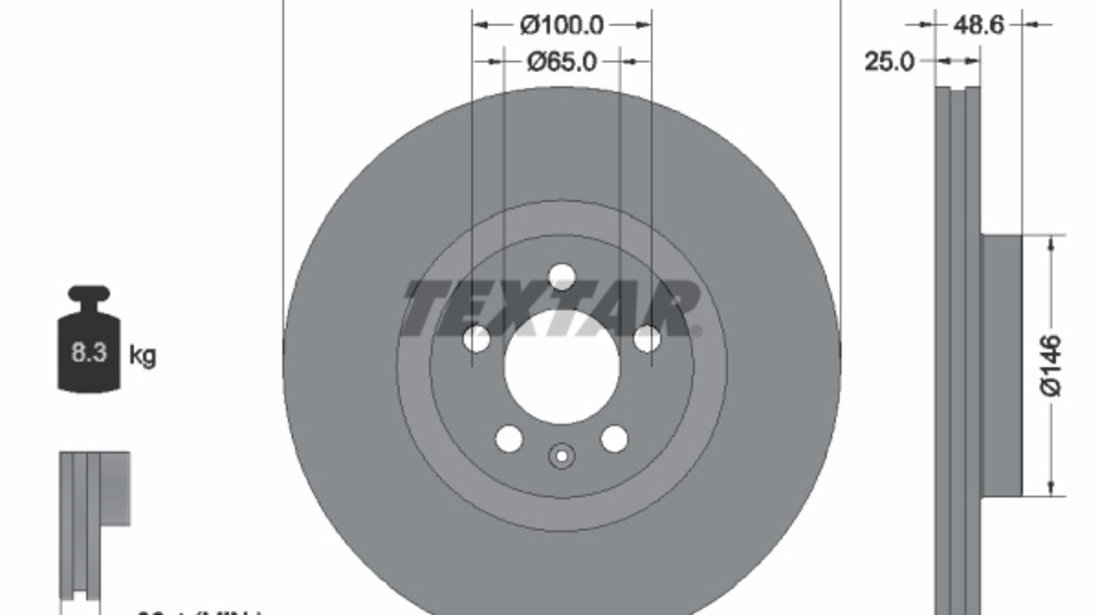 Disc frana punte fata (92303303 TEXTAR) VW