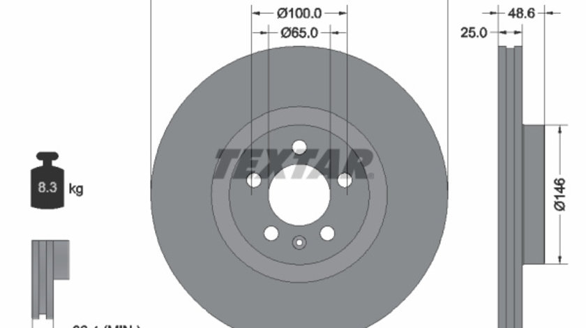 Disc frana punte fata (92303303 TEXTAR) VW