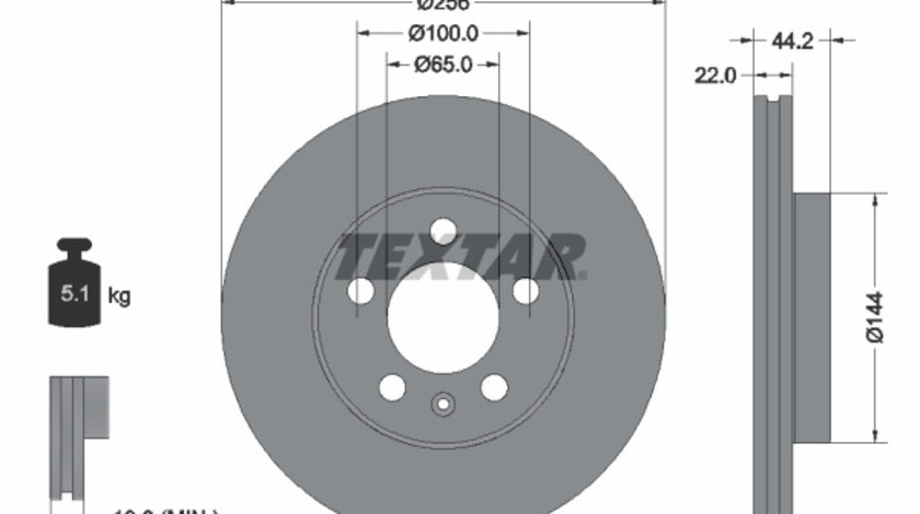 Disc frana punte fata (92303803 TEXTAR) AUDI,SEAT,SKODA,SKODA (SVW),VW