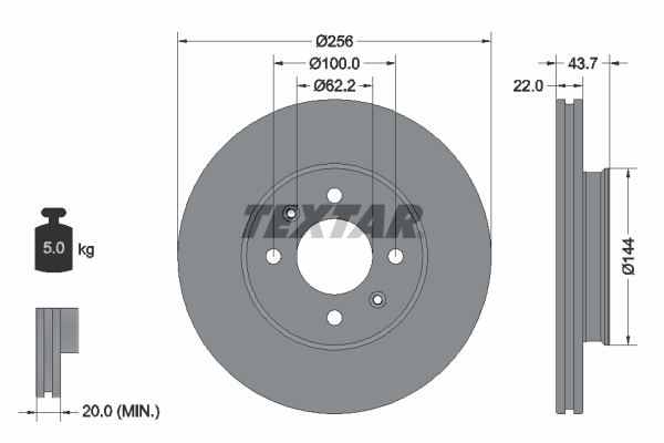 Disc frana punte fata (92304603 TEXTAR) HYUNDAI,KIA,KIA (DYK)