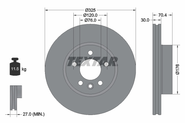 Disc frana punte fata (92305905 TEXTAR) MAN,VW