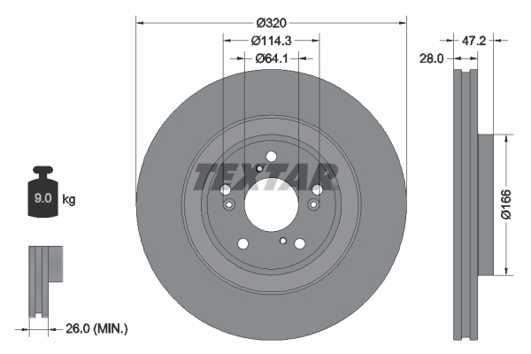 Disc frana punte fata (92306203 TEXTAR) HONDA