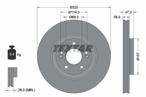 Disc frana punte fata (92306303 TEXTAR) HYUNDAI,KIA,KIA (DYK)