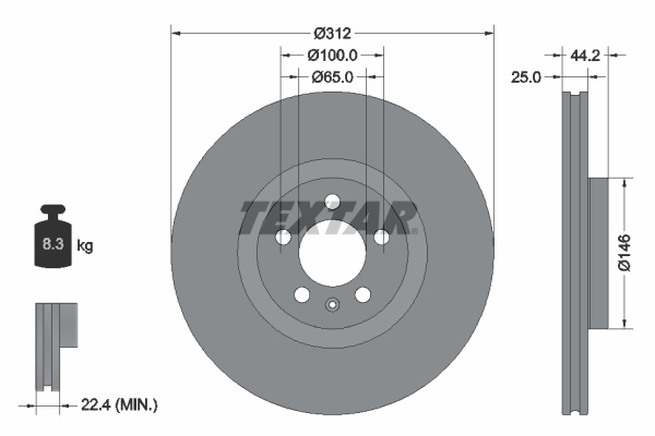Disc frana punte fata (92306405 TEXTAR) AUDI