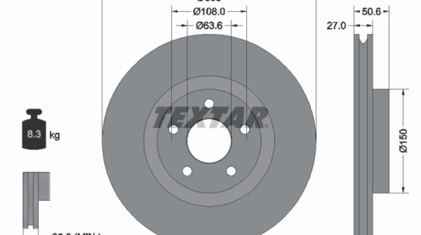 Disc frana punte fata (92306703 TEXTAR) FORD,FORD AUSTRALIA,LINCOLN (CHANGAN)