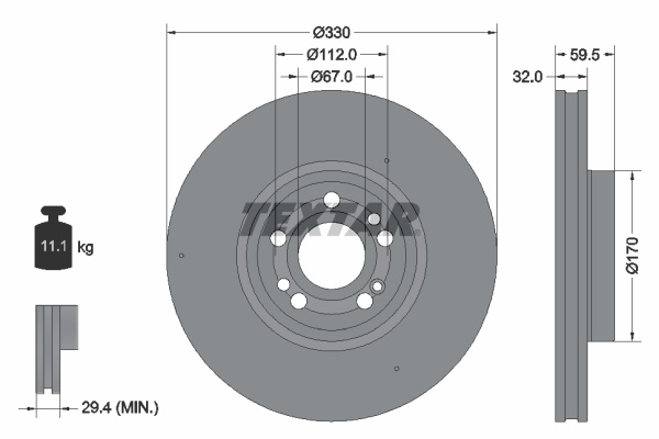 Disc frana punte fata (92307105 TEXTAR) MERCEDES-BENZ