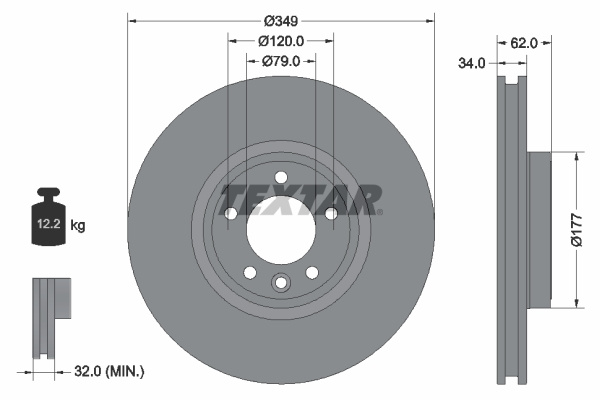 Disc frana punte fata (92307605 TEXTAR) LAND ROVER