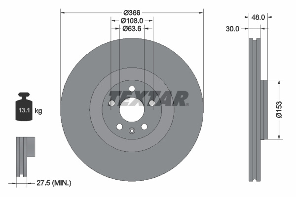 Disc frana punte fata (92308905 TEXTAR) VOLVO,VOLVO ASIA