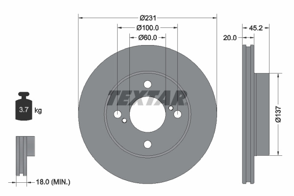 Disc frana punte fata (92309403 TEXTAR) SUZUKI