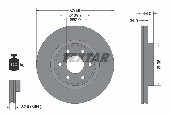 Disc frana punte fata (92309803 TEXTAR) NISSAN