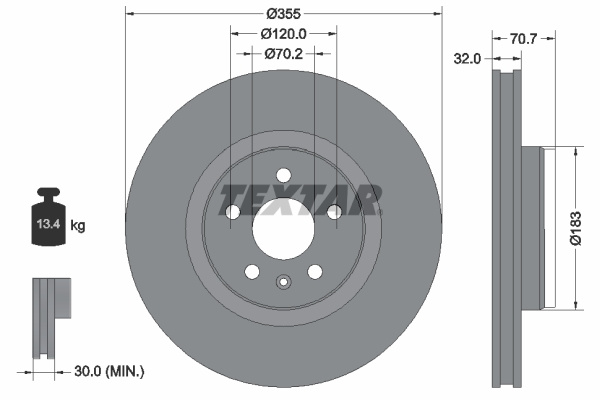 Disc frana punte fata (92313905 TEXTAR) TESLA