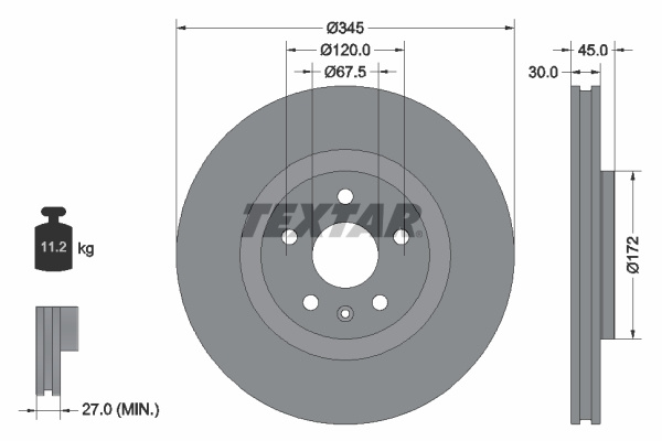 Disc frana punte fata (92314505 TEXTAR) BUICK (SGM),HOLDEN,OPEL,VAUXHALL