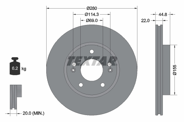 Disc frana punte fata (92314703 TEXTAR) HYUNDAI,KIA