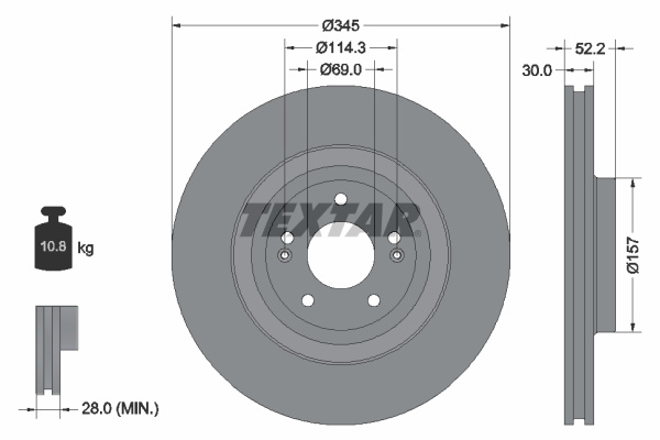 Disc frana punte fata (92315103 TEXTAR) HYUNDAI