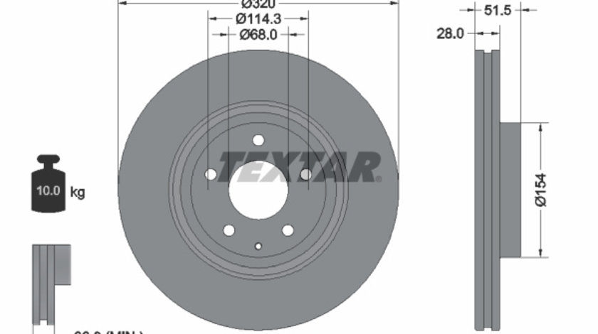 Disc frana punte fata (92315203 TEXTAR) MAZDA,MAZDA (CHANGAN)