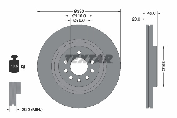 Disc frana punte fata (92315903 TEXTAR) OPEL,VAUXHALL