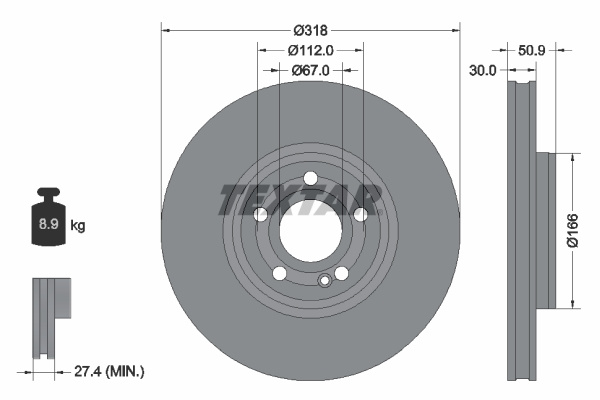 Disc frana punte fata (92316705 TEXTAR) MERCEDES-BENZ,MERCEDES-BENZ (BBDC)