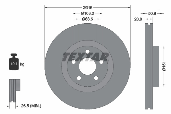 Disc frana punte fata (92317203 TEXTAR) FORD,FORD (CHANGAN)