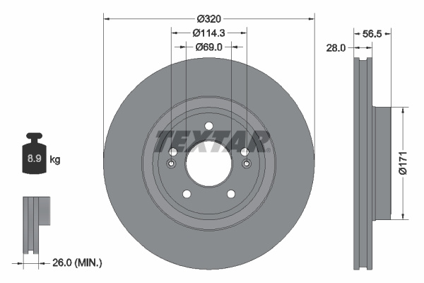 Disc frana punte fata (92323605 TEXTAR) GENESIS,KIA