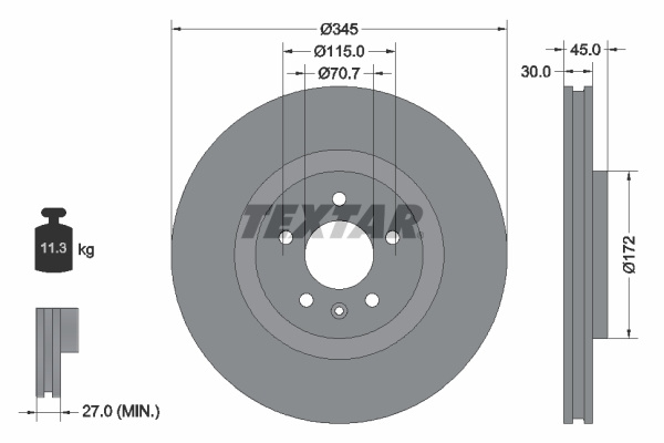Disc frana punte fata (92323705 TEXTAR) BUICK (SGM),HOLDEN,OPEL,VAUXHALL