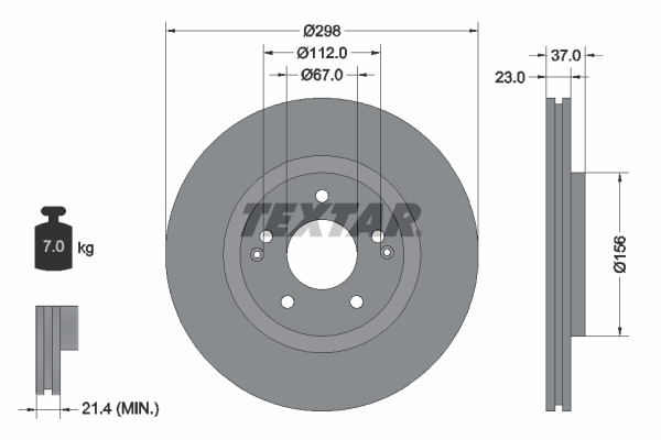 Disc frana punte fata (92324903 TEXTAR) SSANGYONG
