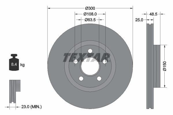 Disc frana punte fata (92326003 TEXTAR) FORD