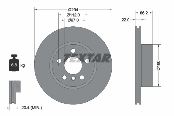 Disc frana punte fata (92327005 TEXTAR) BMW