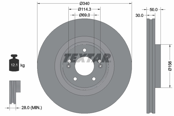 Disc frana punte fata (92333403 TEXTAR) HYUNDAI,KIA