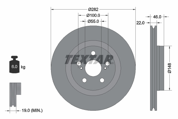Disc frana punte fata (92333503 TEXTAR) TOYOTA