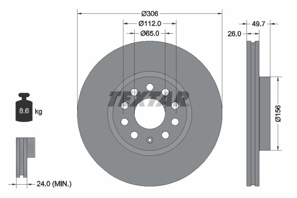 Disc frana punte fata (92334805 TEXTAR) AUDI,AUDI (FAW),VW
