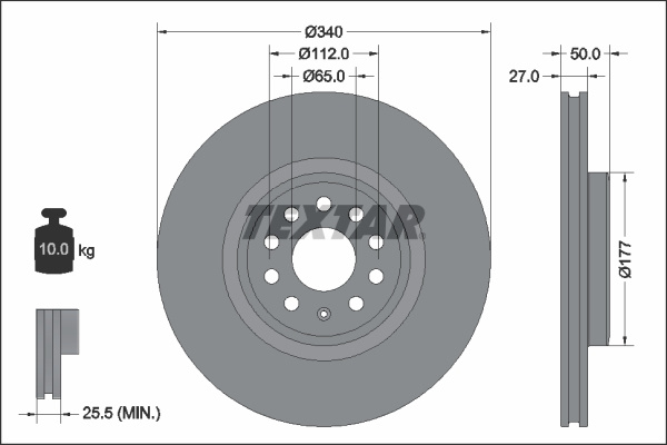 Disc frana punte fata (92337405 TEXTAR) AUDI,CUPRA,SKODA,VW