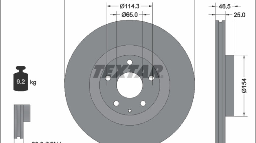 Disc frana punte fata (92337603 TEXTAR) MAZDA,MAZDA (CHANGAN)