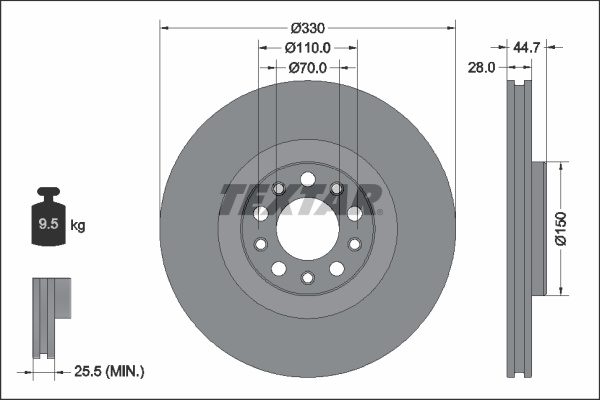 Disc frana punte fata (92337905 TEXTAR) ALFA ROMEO