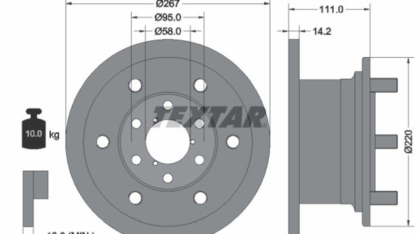 Disc frana punte fata (93019400 TEXTAR) ALFA ROMEO,IVECO