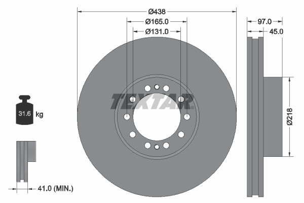 Disc frana punte fata (93086100 TEXTAR) RENAULT TRUCKS
