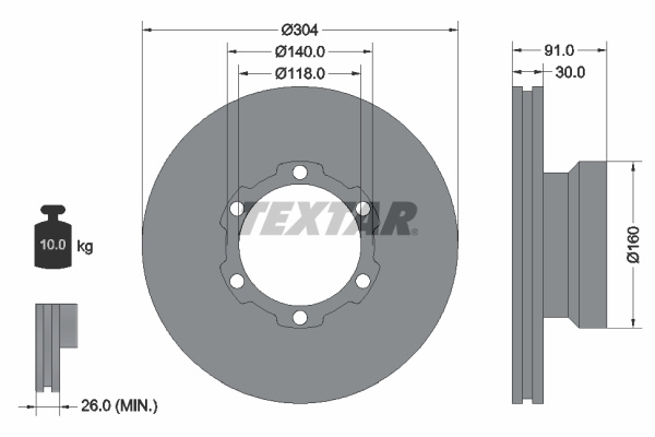 Disc frana punte fata (93087400 TEXTAR) MERCEDES-BENZ