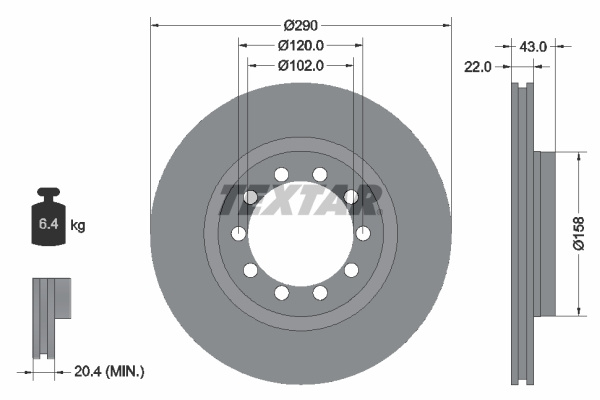 Disc frana punte fata (93117400 TEXTAR) RENAULT,RENAULT TRUCKS