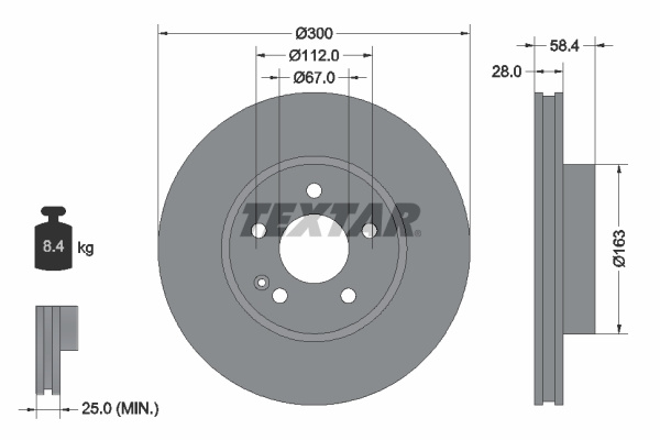 Disc frana punte fata (93123403 TEXTAR) MERCEDES-BENZ,MERCEDES-BENZ (FJDA)