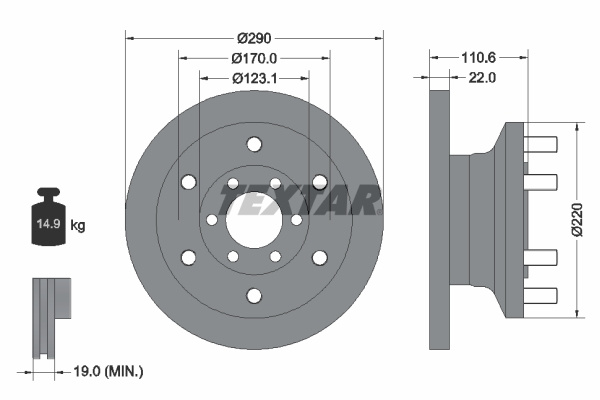 Disc frana punte fata (93175400 TEXTAR) IVECO
