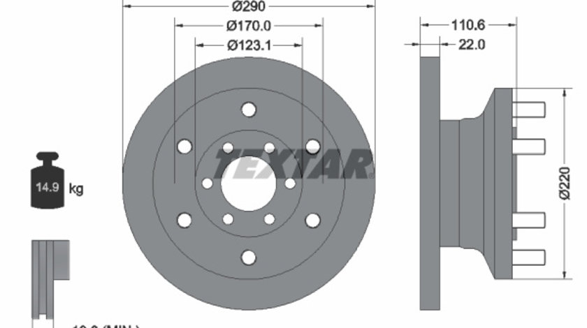 Disc frana punte fata (93175400 TEXTAR) IVECO