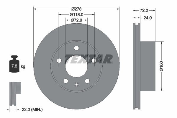 Disc frana punte fata (93191100 TEXTAR) LDV,MAXUS
