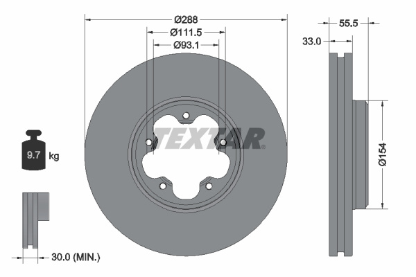 Disc frana punte fata (93260603 TEXTAR) FORD,FORD AUSTRALIA