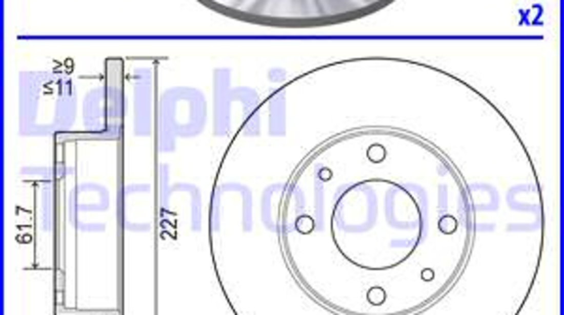 Disc frana punte fata (BG2147 DELPHI) AUTOBIANCHI,FIAT,FSO,HINO,INNOCENTI,LANCIA,SEAT,YUGO,ZASTAVA