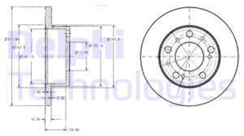 Disc frana punte fata (BG2253 DELPHI) ALFA ROMEO,AUVERLAND,Citroen,DS,FIAT,PEUGEOT,TALBOT