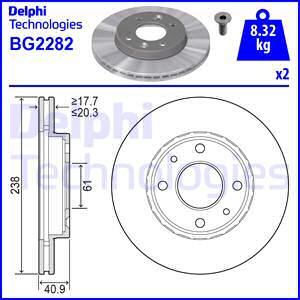Disc frana punte fata (BG2282 DELPHI) NISSAN,RENAULT