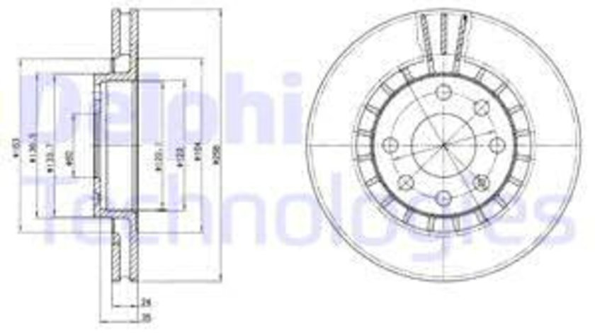 Disc frana punte fata (BG2443 DELPHI) DAEWOO,OPEL,VAUXHALL