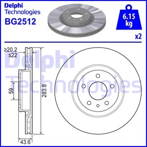Disc frana punte fata (BG2512 DELPHI) ALFA ROMEO,FIAT,LANCIA,OPEL,VAUXHALL
