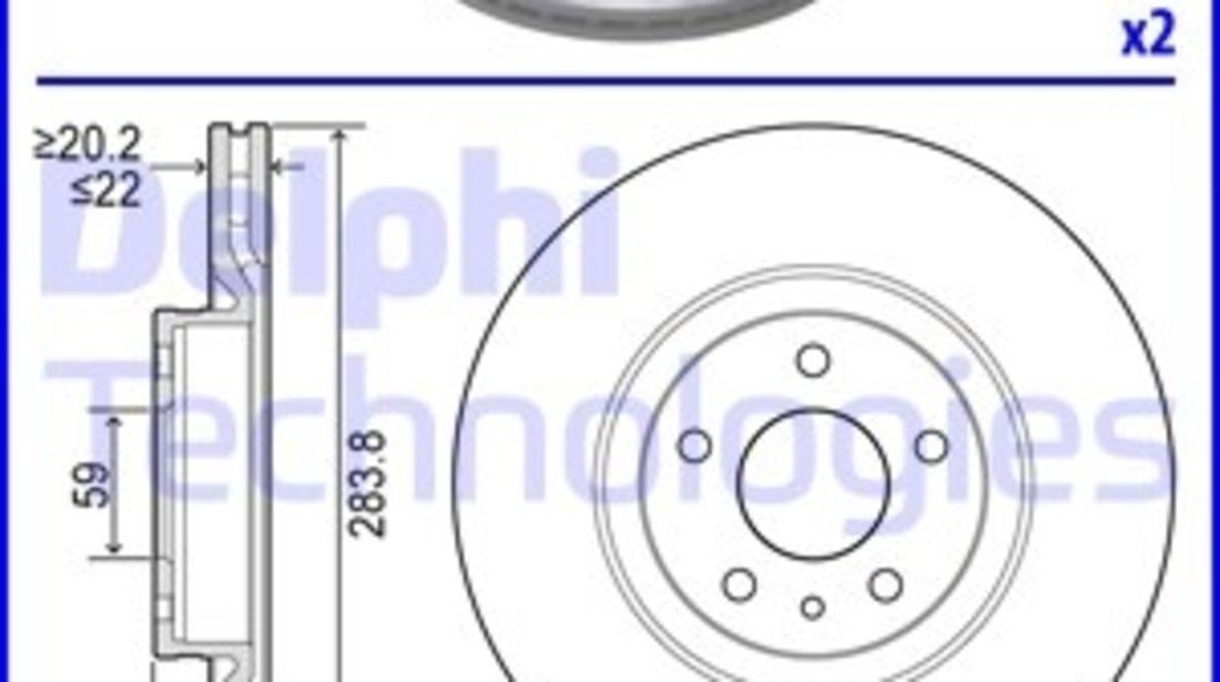 Disc frana punte fata (BG2512 DELPHI) ALFA ROMEO,FIAT,LANCIA,OPEL,VAUXHALL