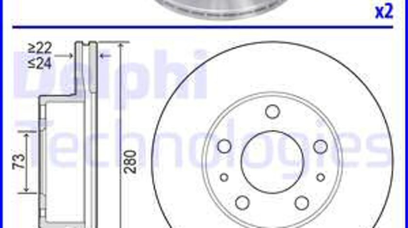 Disc frana punte fata (BG2846 DELPHI) Citroen,FIAT,PEUGEOT