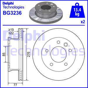 Disc frana punte fata (BG3236 DELPHI) MERCEDES-BENZ,NISSAN,VW